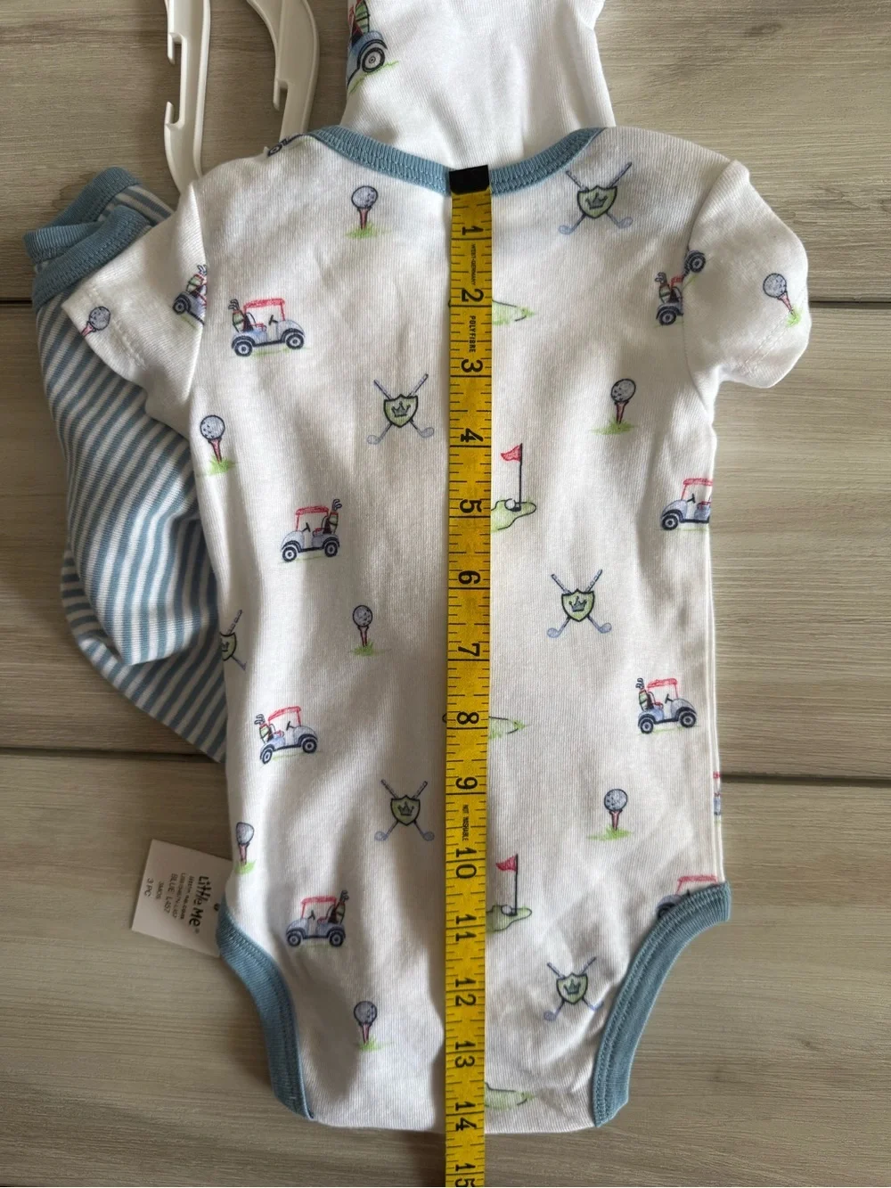 Little Me Golf Club 3-Pack Bodysuits Blue 3 Months NWT